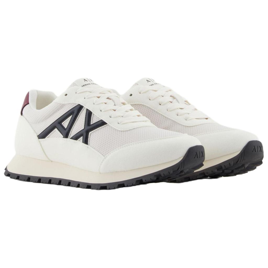 Armani Exchange Round Toe Lace-Up Letter Patch Retro Running Low-Top Lifestyle Shoes 3.5cm Men sneakers White XM001960AF19388MZ255