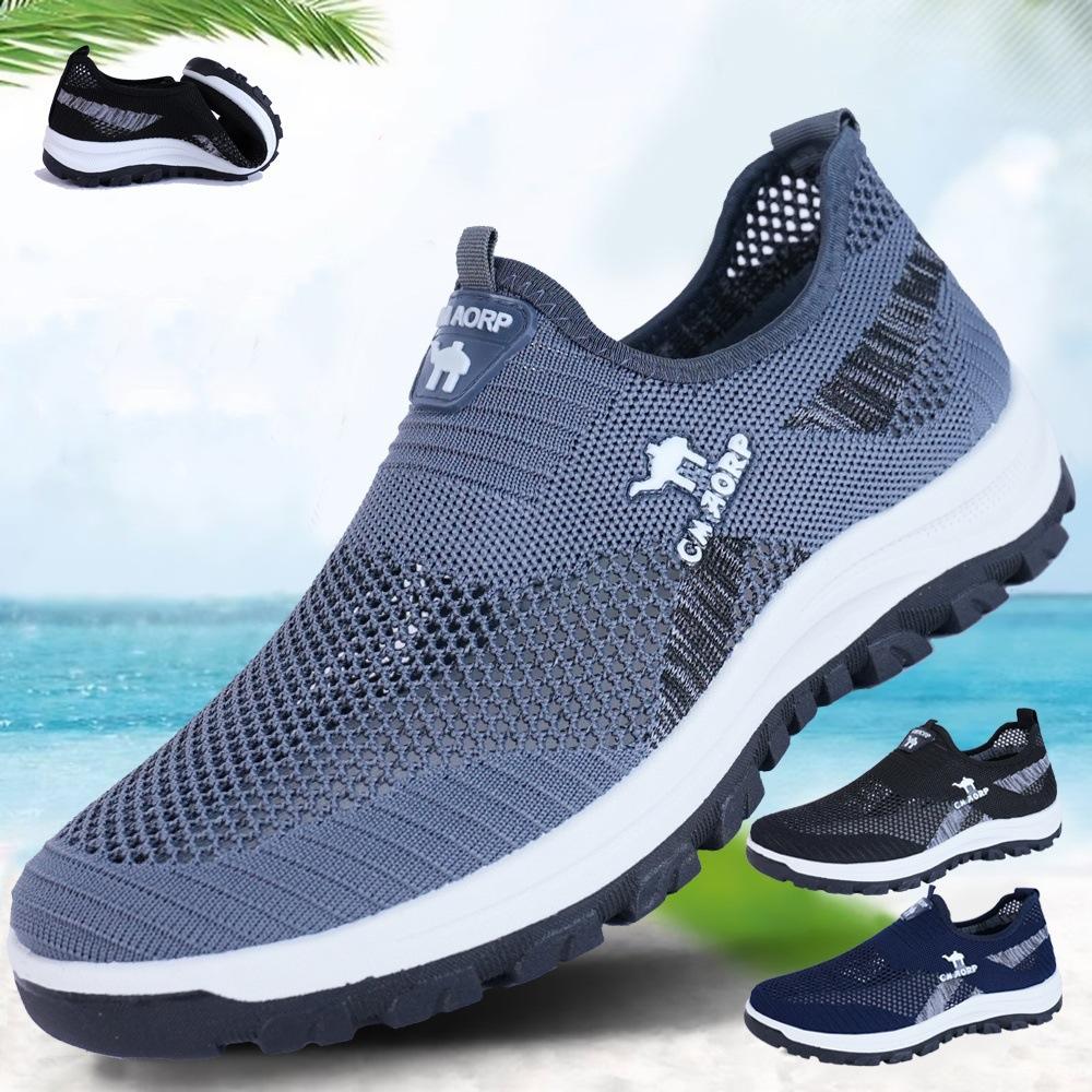 

New Spring Style Old Beijing Cloth Shoes, Walking Shoes, Men s Casual Shoes, Low-top Soft-soled Canvas Shoes, Shoes for Middle-aged and Elderly People 44 сірий