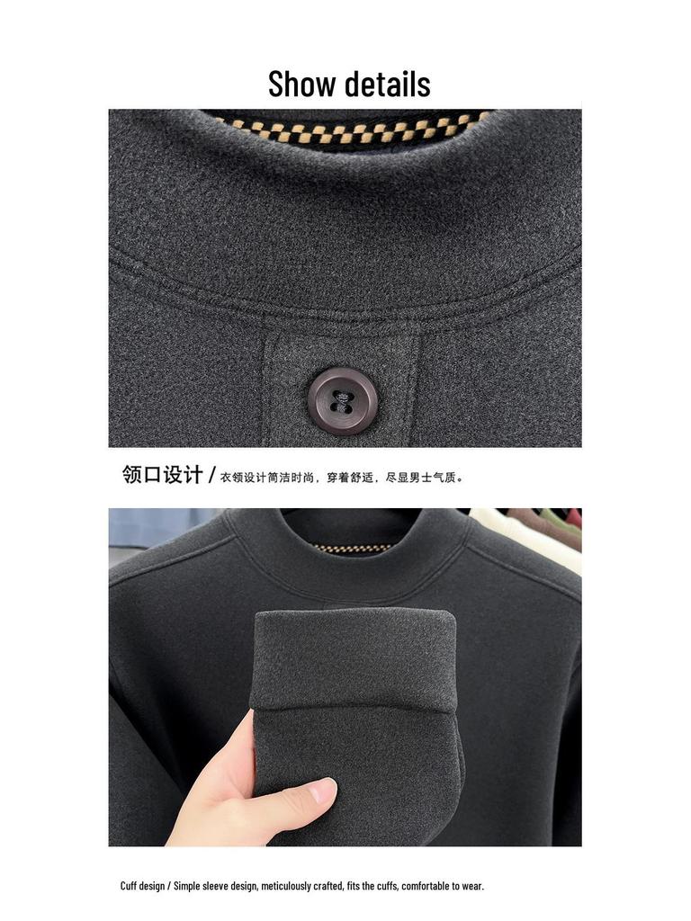 Winter 2025 Herren Plus Samt Verdicktes Sweatshirt - Halbhoher Kragen, Rundhals, Lässige Warme Basisschicht.