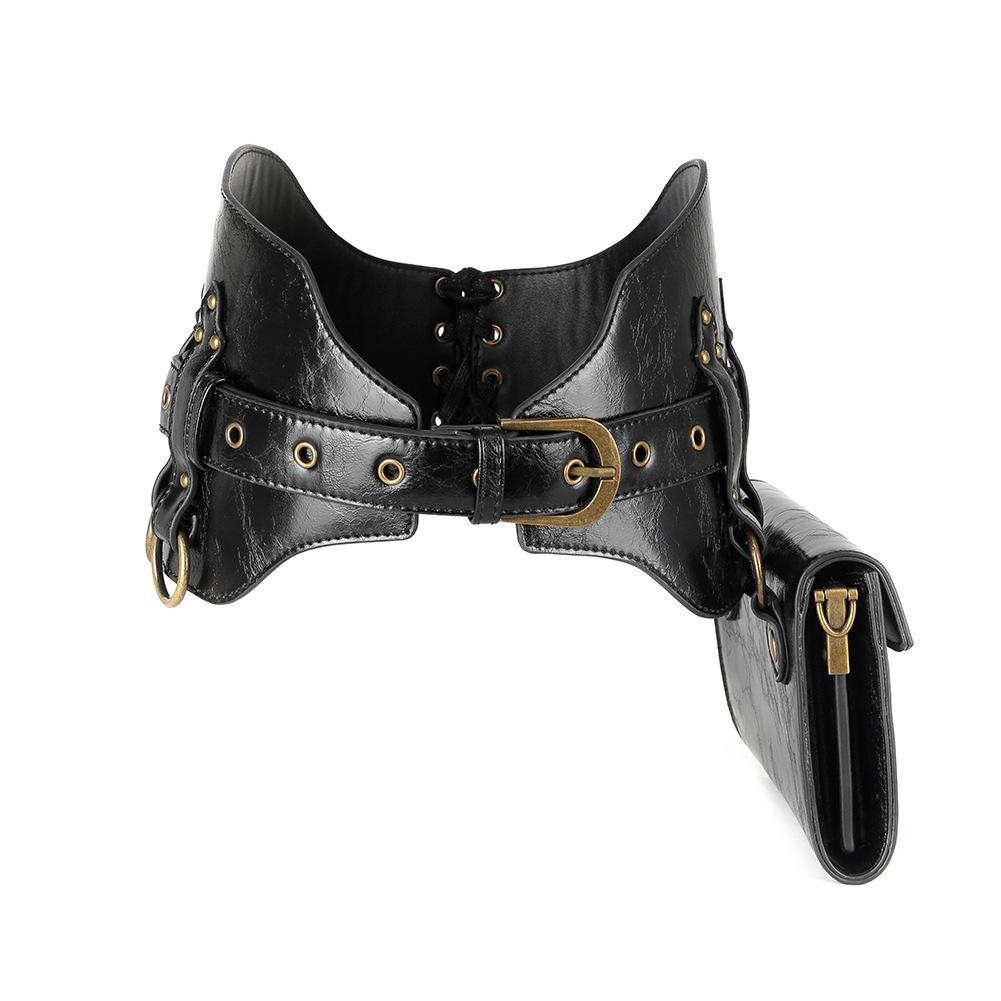 Bag Woman, Steampunk Pu Leather Women'S Bag, Outdoor Mobile Phone Retro Waist Fanny Pack.