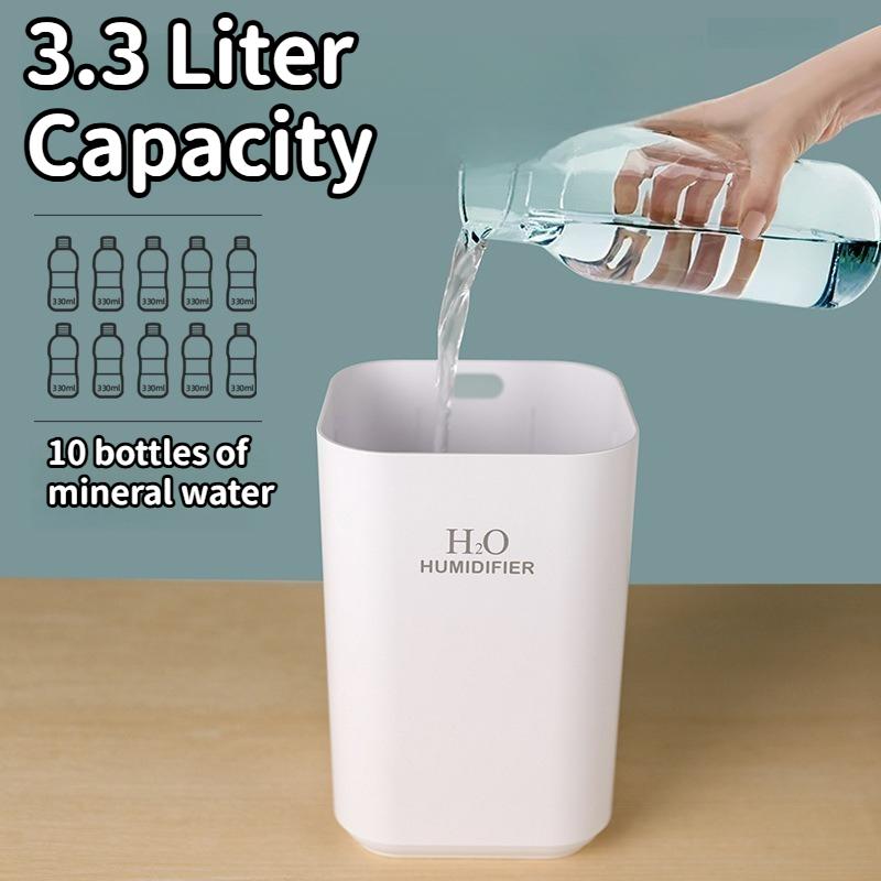 New 3.3L Large Capacity Humidifier Quiet  air Humidifier for Home Houseworld and Bedroom Hydrating Spray Aromatherapy Diffuser
