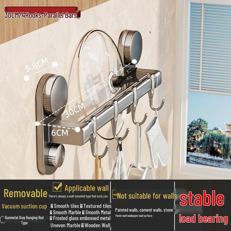 Suction Cup Wall-Mounted Kitchen Hook: Multifunctional Knife Holder & No-Drill Hanging Rack for Pots, Spoons, and Spatulas