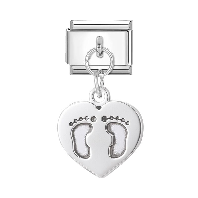Fashion Heart Lips Bow Knot Feet Fishbone Pendant Italian Charm Link Fit 9mm Stainless Steel Bracelet DIY Making Men Women Gifts