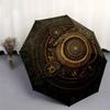 Golden Serpent Zodiac Wheel: Mystical Astrological Decor Umbrella, Portable 3-Fold Compact Umbrella for Men & Women R159