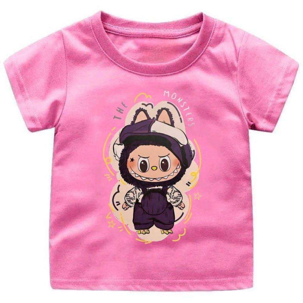 

2025 Новая детская футболка LABUBU Модный и универсальный стиль Круглый вырез Короткий рукав Повседневный топ для девочек 100