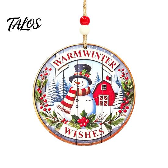 Christmas Gift Wrapping Tags Wooden Hanging Sign with Hemp Rope, Rustic Holiday Wall Decor Party Supplies for Home Decoration, Solid Wood Festive