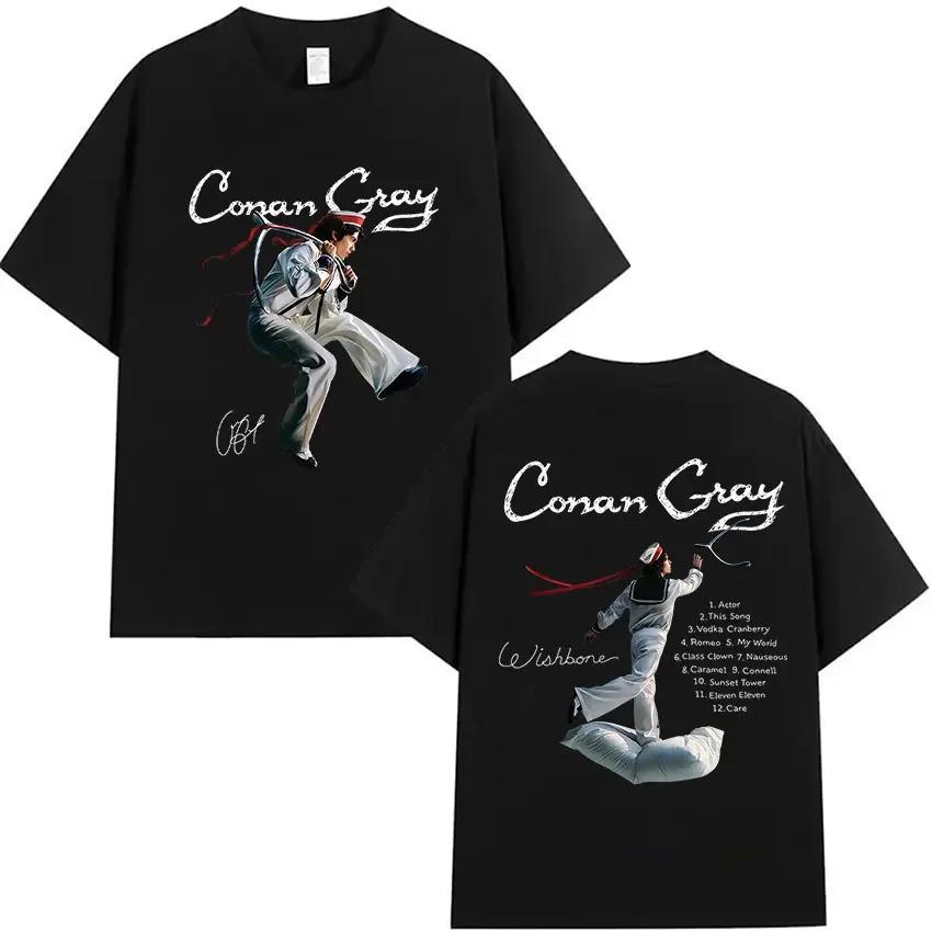 Custom Conan Gray Wishbone World Tour 2026 T Shirt Unisexs Vintage High Quality Fashion Tshirts Unisex Hip Hop Short Sleeve