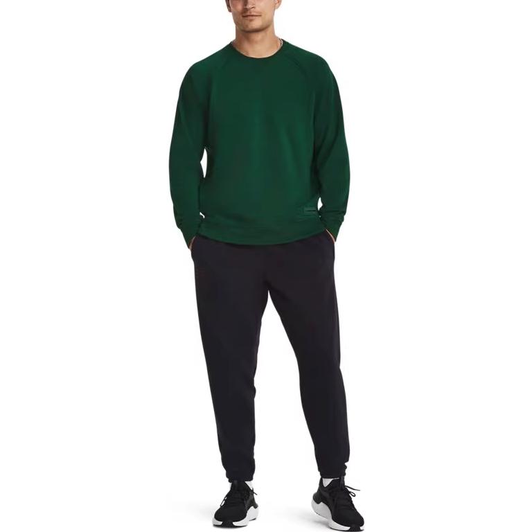 Under Armour Solid Color Cotton Knit Crew Neck Training Sweatshirt Men Sweatshirt Green 1379685-322