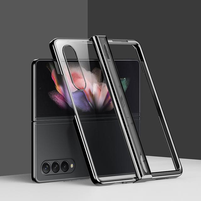 Hinge Full Protect Capa For Samsung Galaxy Z Fold 4 5g Case Ultra Thin Plating Transparent Shockproof Cover For Samsung Z Fold4