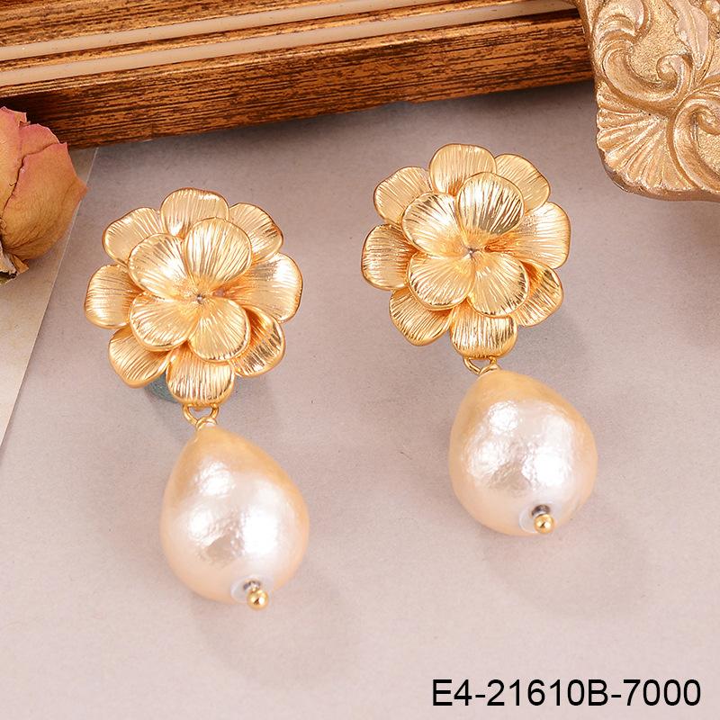 Retro flower earrings New Chinese French Chinese antique spring and summer versatile drip oil enamel senior design earrings