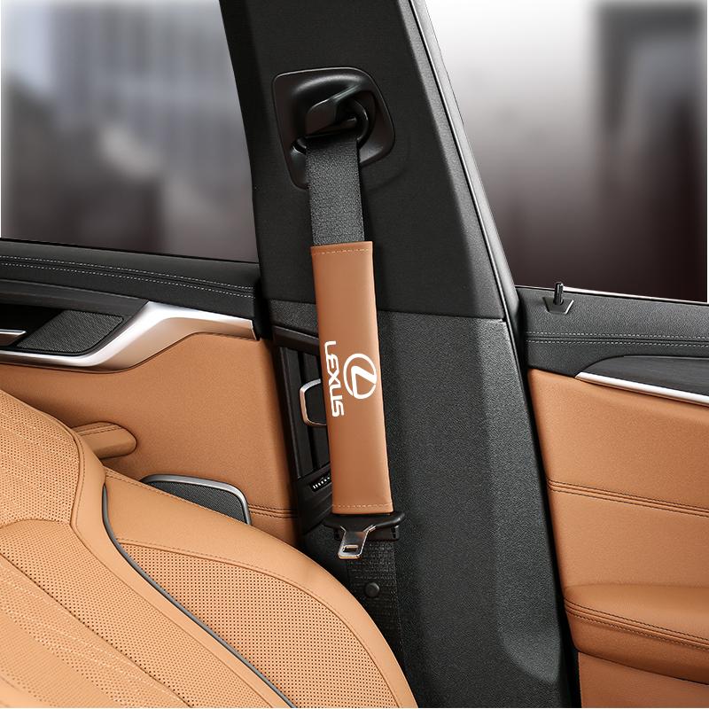 2Pcs Car Seat Belt Shoulder Pad Leather Cover For Lexus F-SPORT ES RX NX LS UX LM LX GX LC RZ IS CT GS RC HS SC TX LBX IS300