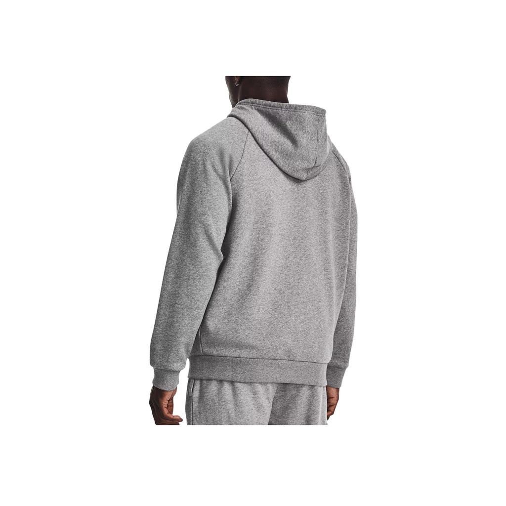 Under Armour Felpa con cappuccio e zip intera Rival in pile con stampa logo a tinta unita Uomo Top Grigio 1379767-025