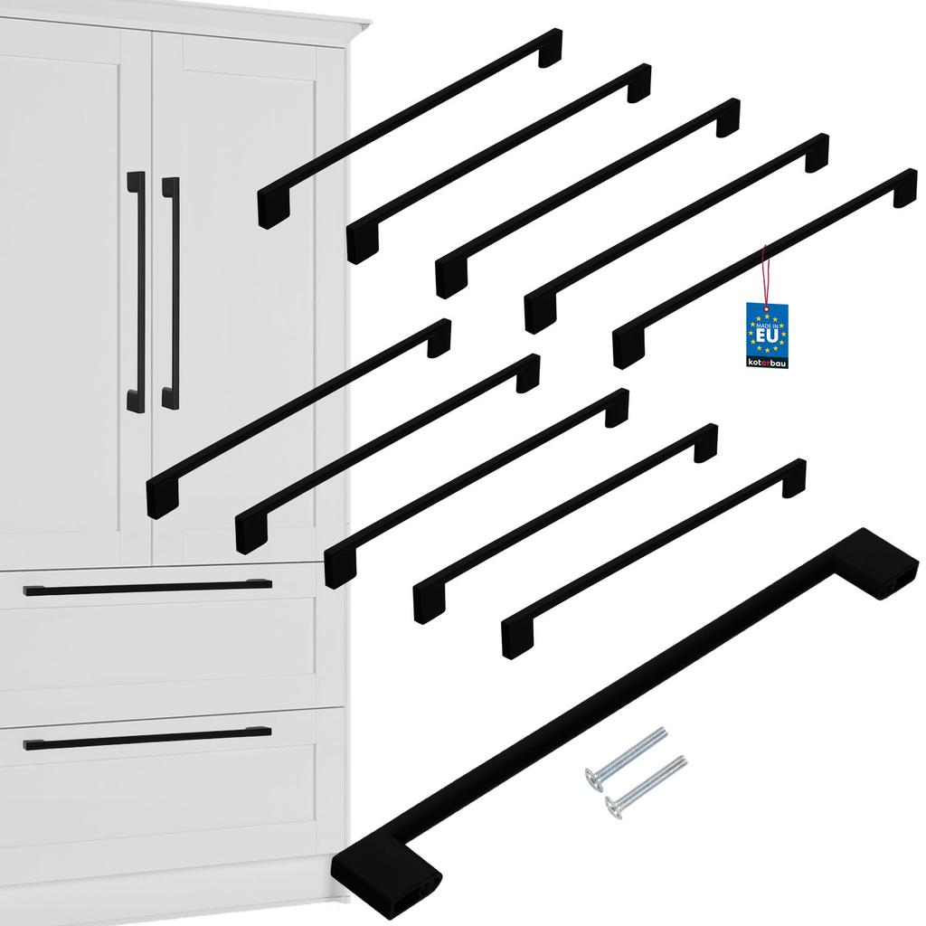 KOTARBAU® Kitchen Furniture Handle Classic Modern Oblong Long Matte Black 358 MM Spacing 320 MM Set of 10