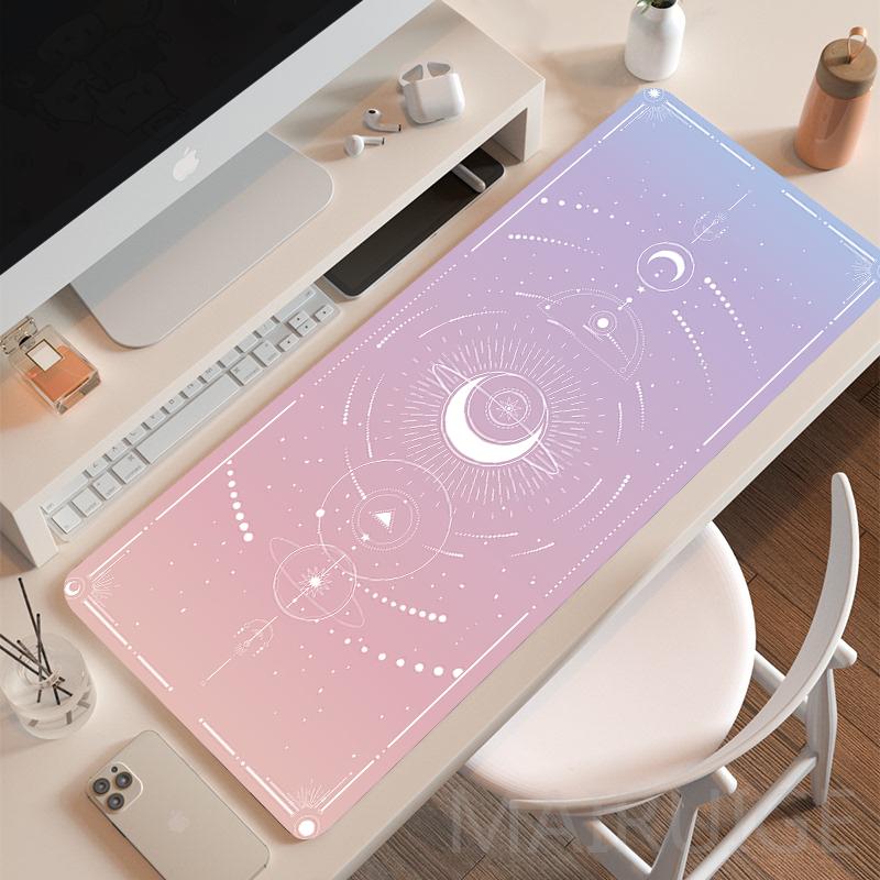 Kawaii Moon Star Mouse Pad Extra Girly Accessories Playmats Cute Carpets Lapto Gamer Purple Pink Magic Large Keyboard MouseMat