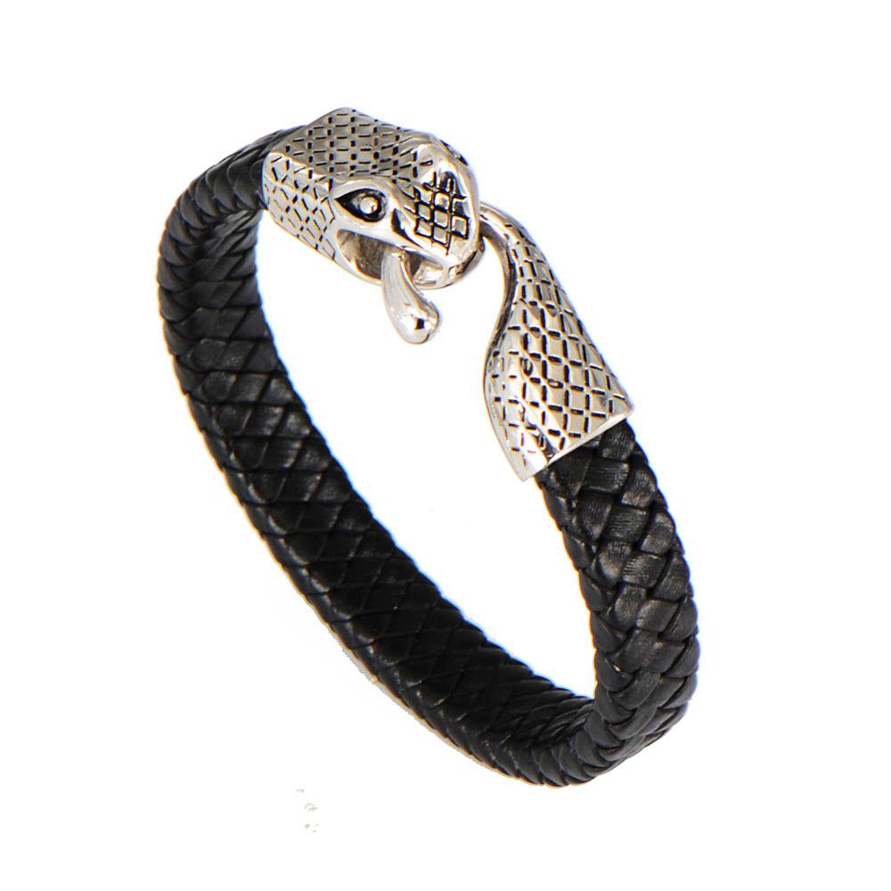 Retro foreign trade jewelry trendy men's personalized stainless steel bracelet, punk style snakehead bracelet