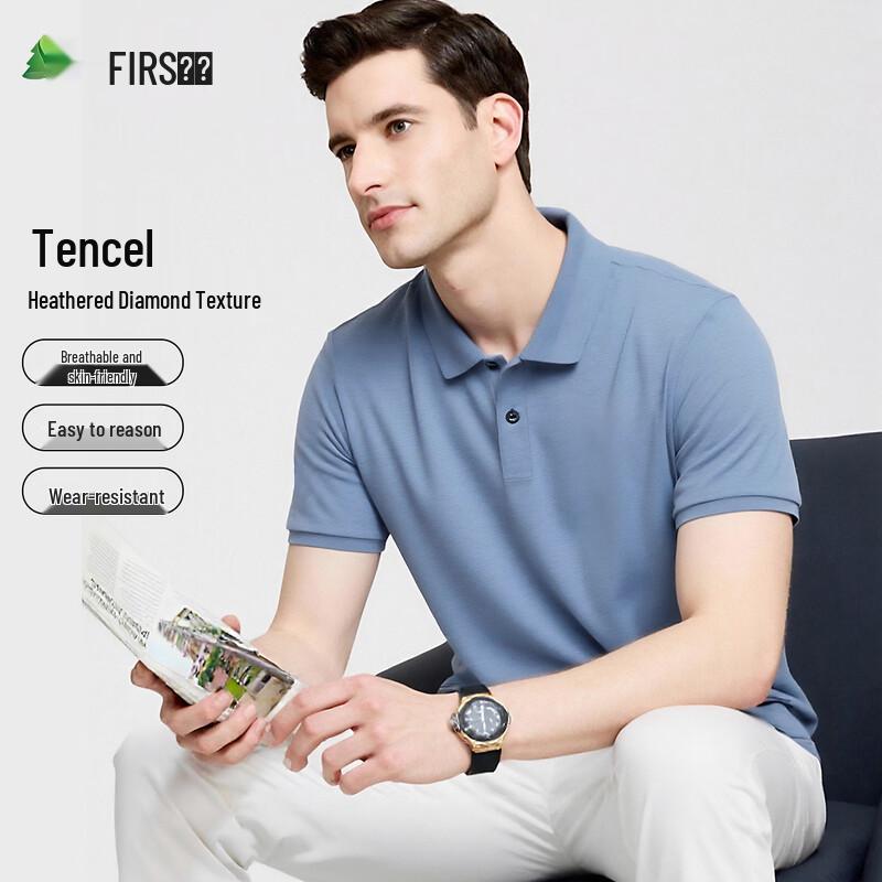 

FIRS Men s Tencel Blend Rhombic Texture Polo T-Shirt 175