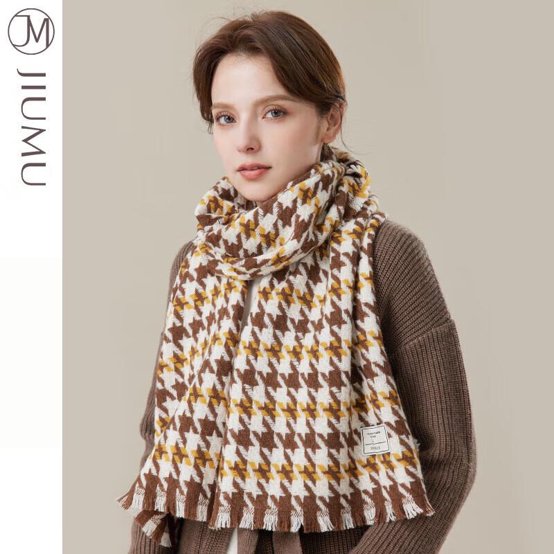JIUMU Women's Plaid Knitted Scarf and Shawl