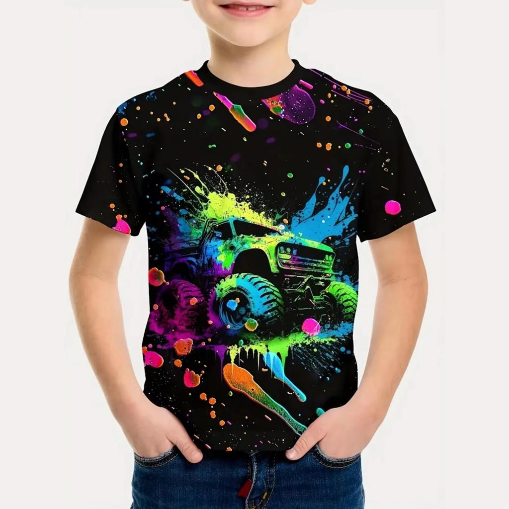 Boy Clothes Motorcycle 3D Printed T Shirt Fashion Cool and Stylish Graphic Tops Summer Short Sleeve Tees for Children's Clothing