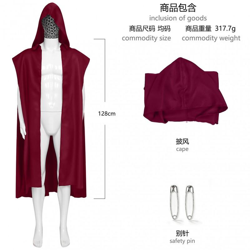 Halloween Gothic Hooded Robe Costume With Chain Detail Medieval Wizard Priest Cosplay Outfit Party
