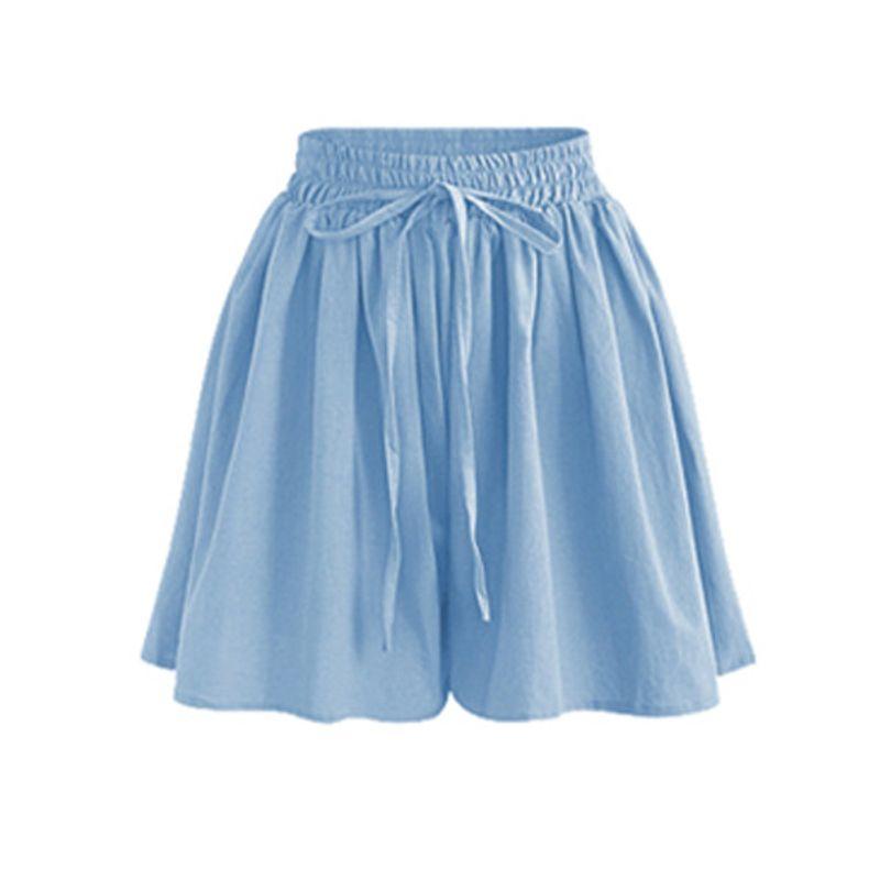 Solid-Color Striped Single-Layer Culotes Solid Lace-up Single Layer Culottes Women