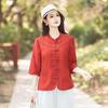 Chic Camicia Retro a Sette Maniche Stile Cinese