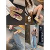 Retro contrasting color mandarin duck lace-up texture casual women's new fashion versatile