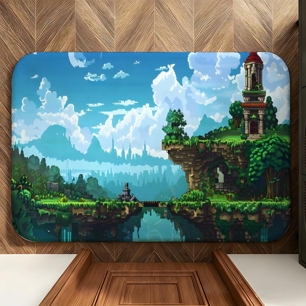 Game T-Terraria Floor Mat Soft Flannel Entrance Door Mat Non Slip Absorbent Bathroom Bedroom Floor Rug