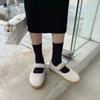 Mary Jane in montone con chiusura a strappo, scarpe basse in pelliccia da donna, scarpe invernali in cotone da donna con suola spessa, mocassini in pile caldo e peluche