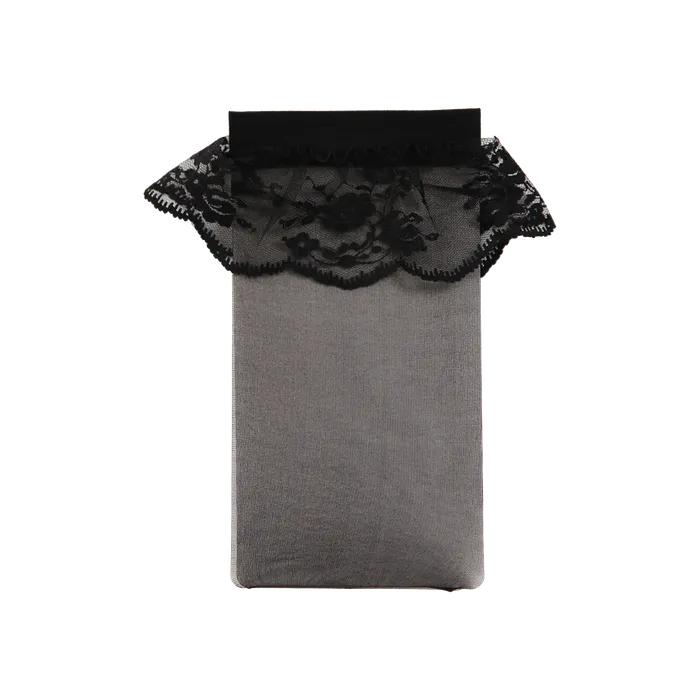 Frilled Lace Half Stockings (Black)