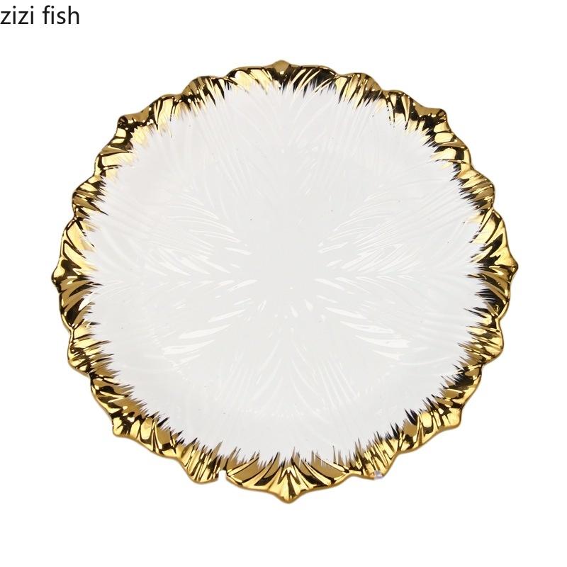 Golden Edged Ceramic Dining Plate Western Steak Plate Sushi Plates Dessert Bowl Sashimi Plates Fruit Dish Salad Bowl Soup Bowls