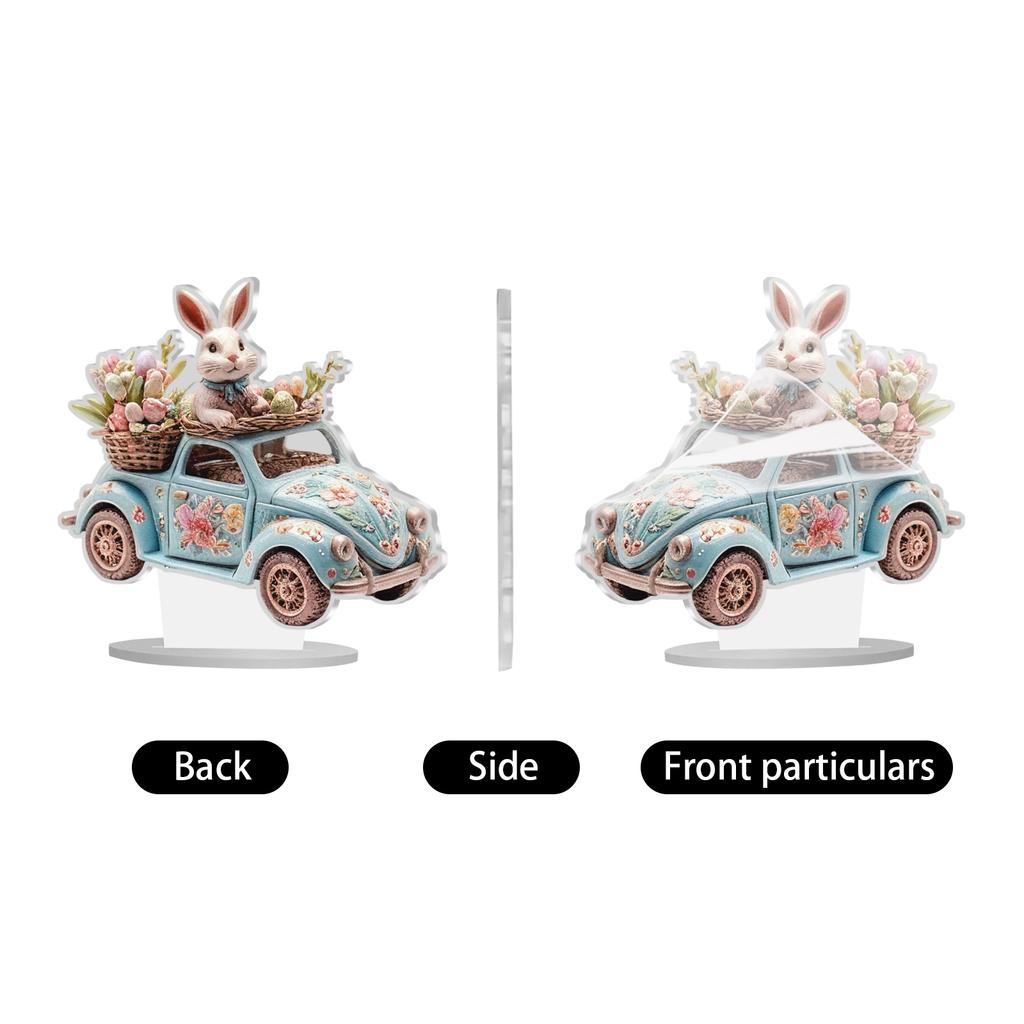 2D Flat Acrylic Easter Egg Bunny Scene Ornament For Festive Decoration