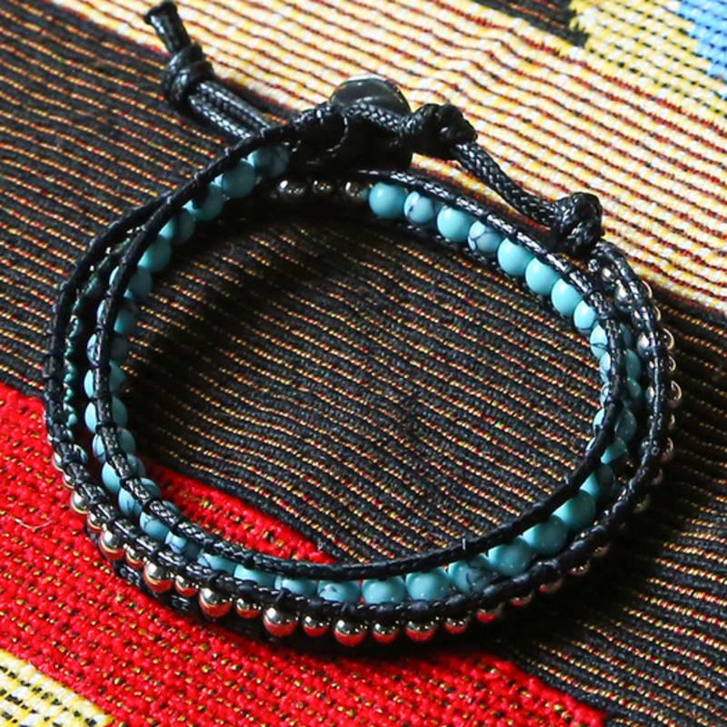 KND Double Wrap Turquoise Beads Bracelet