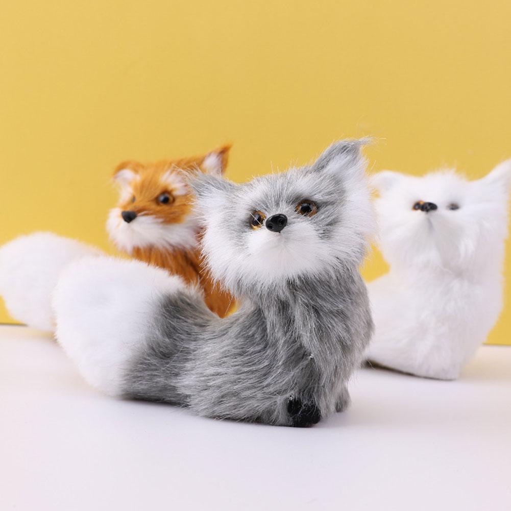 Mini Pisică Iepure Vulpe Bufniță Model Blană Simulare Pisici de Pluș Figurine de Acțiune Decor Cadouri Păpușă Animal Imitație Ornamente Decor Acasă