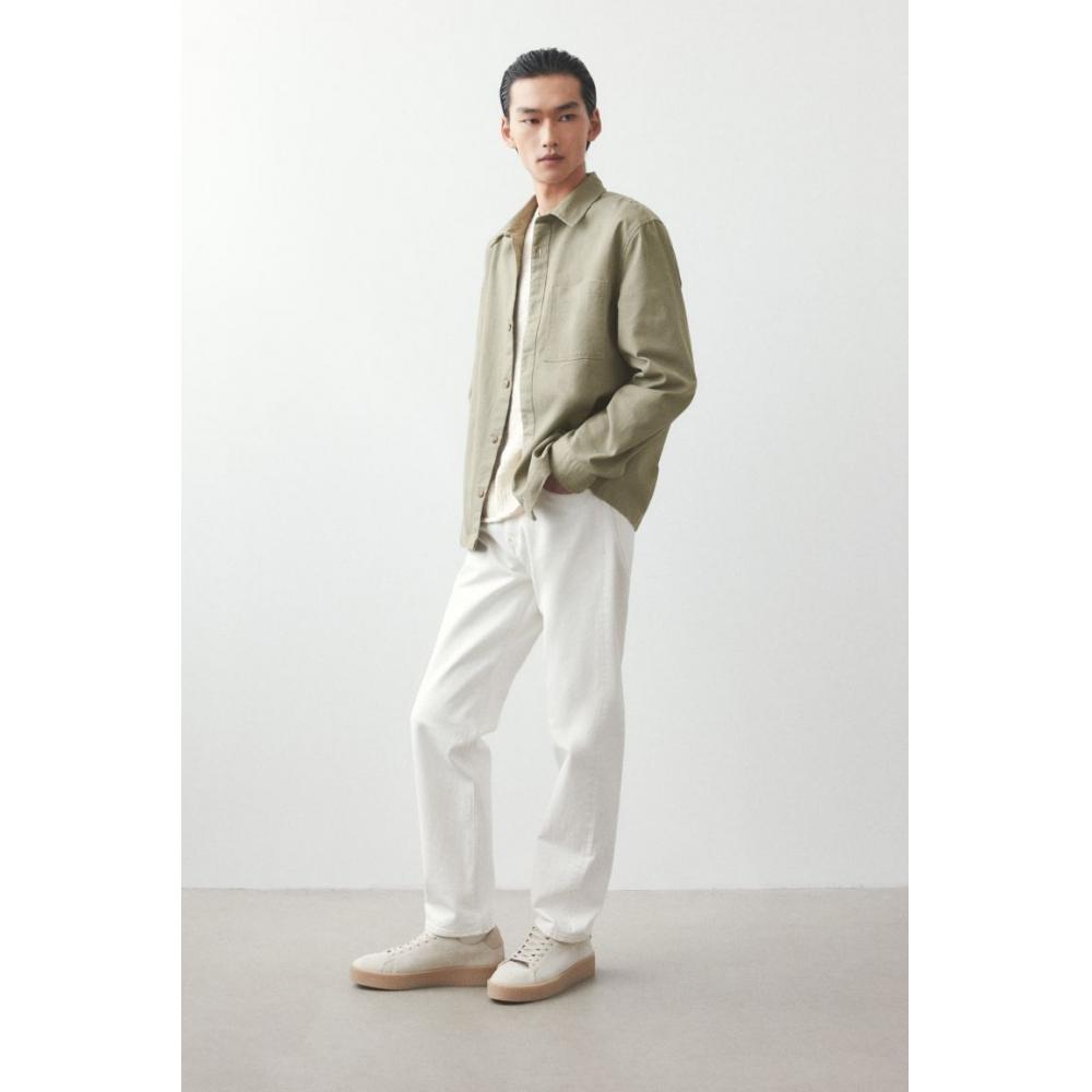 H M Regular Fit Cotton Twill oversHirt kHaki Green