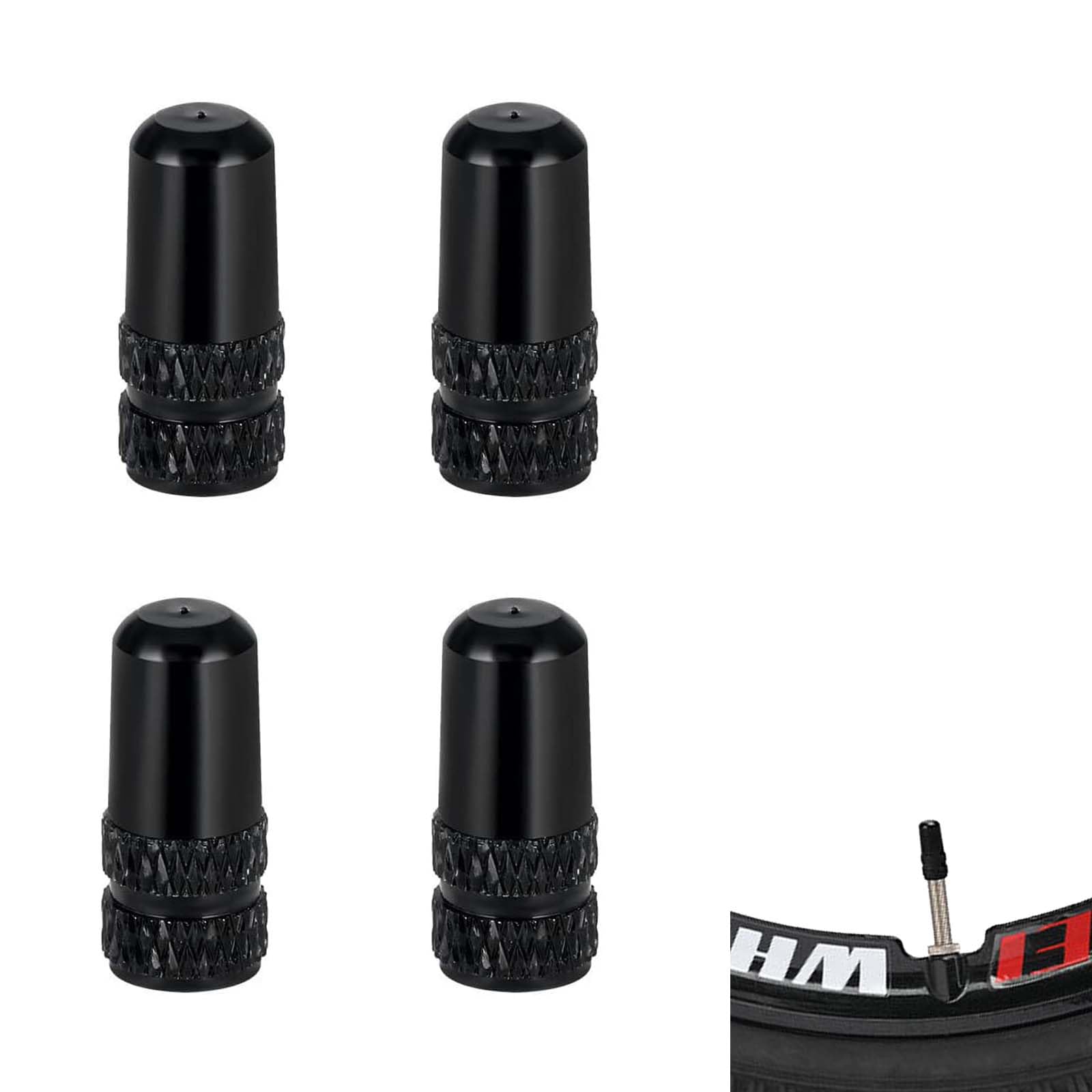 

HUIKKJP Колпачки для велосипедных шин Черные Сплавные Ниппели для шин Набор из 4 штук Французский стиль Шина