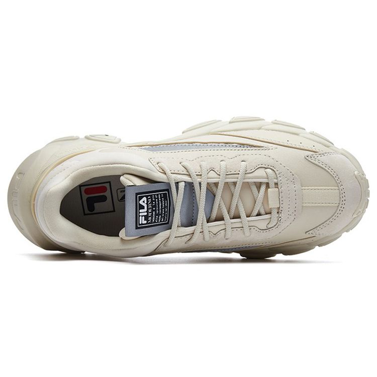 FILA Smasher Fabric Two-Layer Cowhide Comfortable Versatile Low-Top Dad Shoes Women sneaker Beige F12W134144FAN