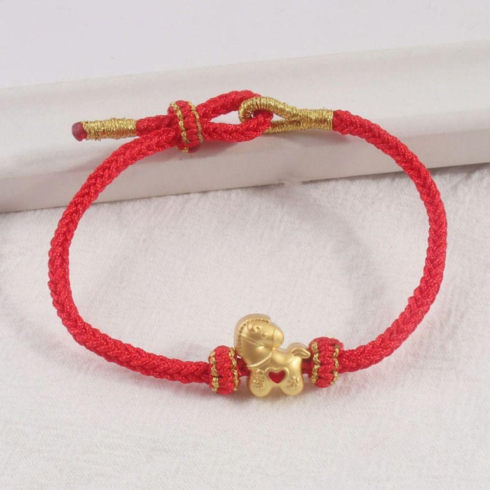Chinese Style Horse Bead Bracelet Blessing Red Rope Bracelet New Year Bracelet  Gift