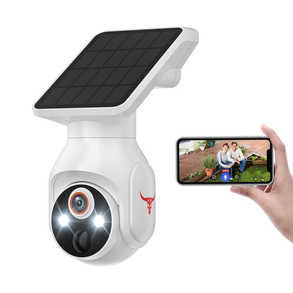 4K Security Camera Outdoor Solar High Efficiency Solar Charging Surveillance Camera Integrated Full Wireless Compatible No Power Supply Required Wide