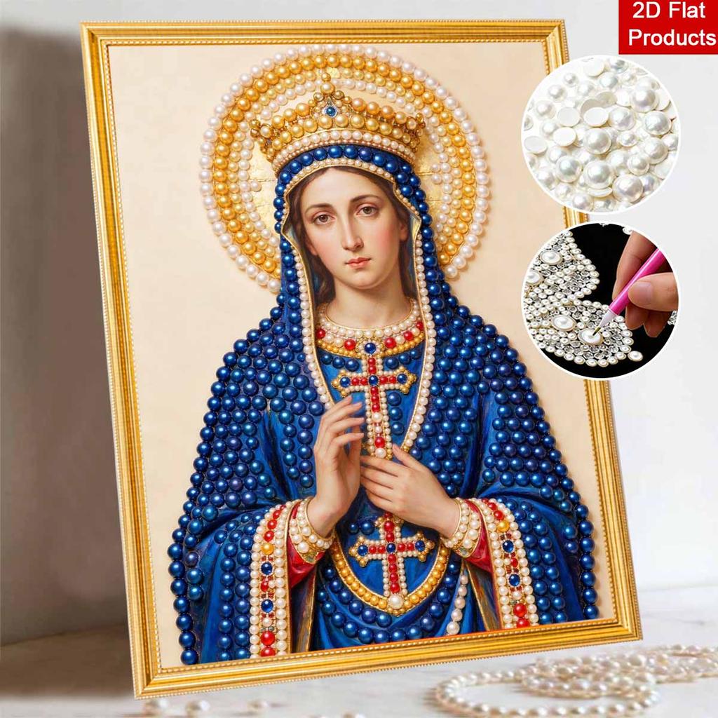 DIY 3D Pearl Diamond Painting Art Set Virgin Mary Catholic Religious Home Decor Art Set Wall Art