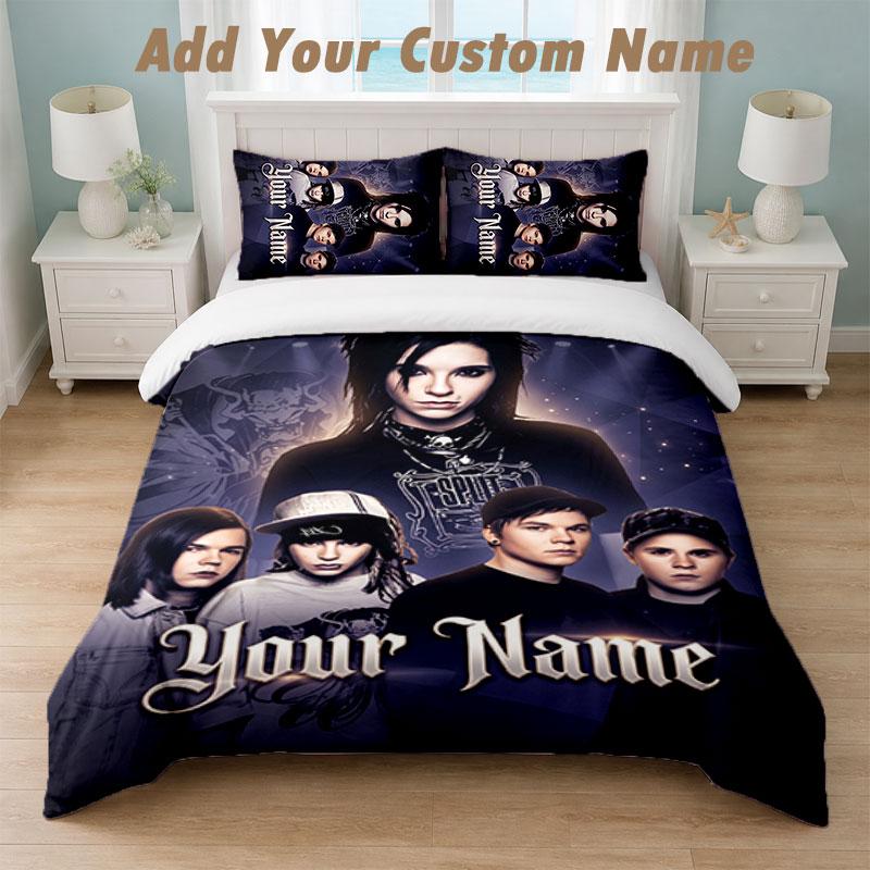 Bedding Set 1 Duvet Cover 2 Pillowcases Tokio Hotel Print Soft Bed Linen Bedroom Decor
