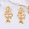 Seaside earrings temperament retro alloy cold wind light luxury fish bone earrings niche versatile commuter models