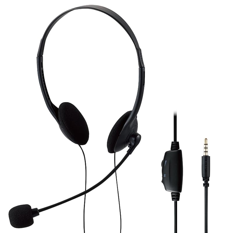 

ELECOM headset overhead with microphone 4 poles 3.5mm connection [ Telework PS5 PS4 NintendoSwitch correspondence ] Mute function lightweight flexible