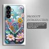 Bunte Blumen-Herzform-Hartglas-Handyhülle geeignet für Samsung GalaxyS26 S25 S24 S22 S21 S20FE/Ultra/Plus sturzsicher