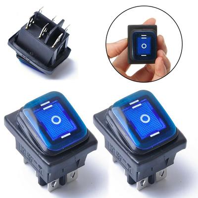 2PCS 6 Pin 3 Position Car Boat On-Off-On Rocker Switch DPDT 16A 250V AC Blue LED