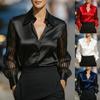 Women S Solid Color Loose Satin Long Sleeve Shirt For Commuter Wear