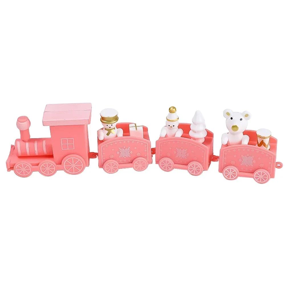 Wooden Mini Train Decor Set Christmas Party Snowman Ornament Plastic or Wooden Tabletop Cake Decoration Props Train Kids Toys