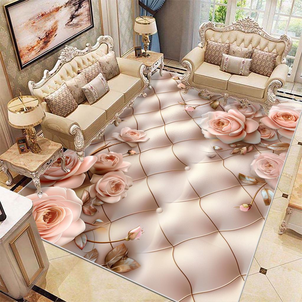 Dywan w kwiaty w stylu europejskim do salonu, pod sofę, miękkie dywaniki, luksusowy wystrój sypialni, dywanik przy łóżku, duże dywaniki do pokoju, szatni, salonu, maty podłogowe