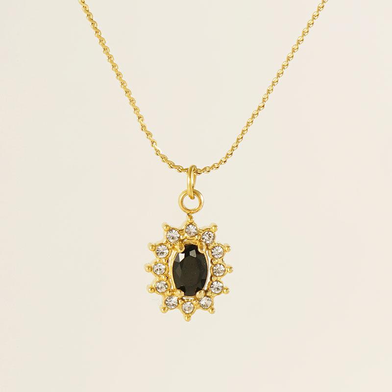 Stainless Steel Sunflower Zircon Bamboo Necklace High-grade Sporty Color-free Pendant All-match