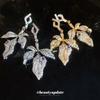 European and American heavy industry silver needle super flash zircon leaf stud earrings luxury high-end earrings fashion light luxury earrings