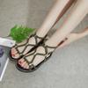 Fashion 2025 Summer New Style Flat Sandals Women Soft-soled Comfortable and Lightweight Slip-on Shoes Open Toe Toe Verano Zapatos Mujer